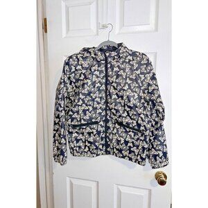 ART CLASS Black Hooded Butterflies Print Rain Jacket Sz 18 Girls Full Zip